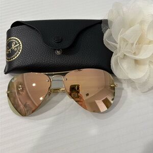 Ray-Ban Gold and Pink Aviator Sunglasses